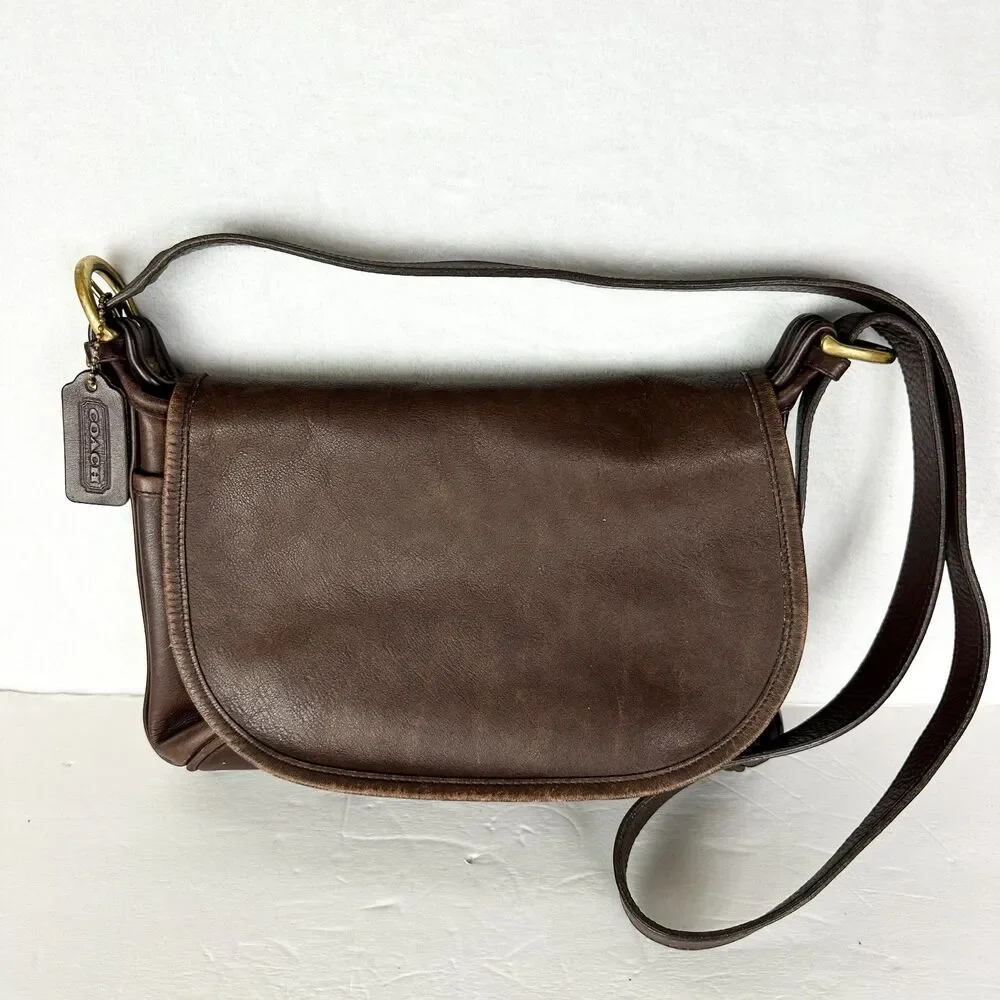 Vintage Coach 4150 Fletcher Saddle Crossbody Bag Brown